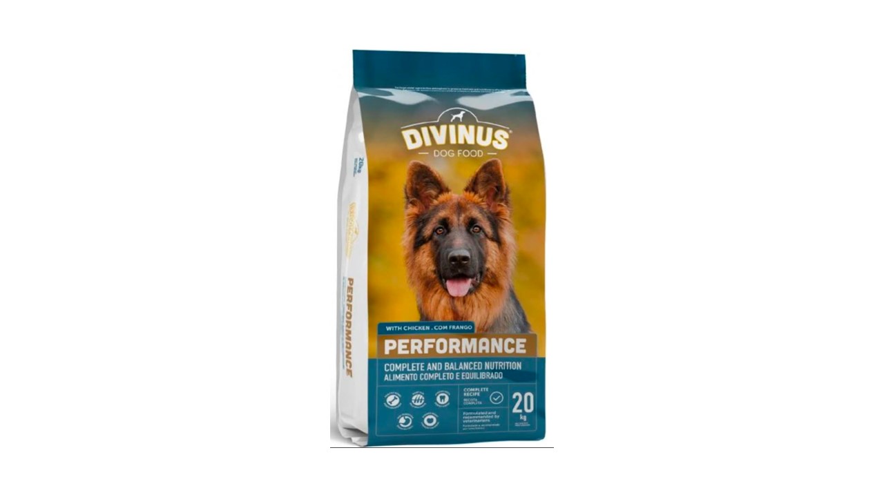 DIVINUS Performance הוא מזון יבש מלא ומאוזן שפותח עבור כלבים פעילים עם הוצאה אנרגטית יומית גבוהה.