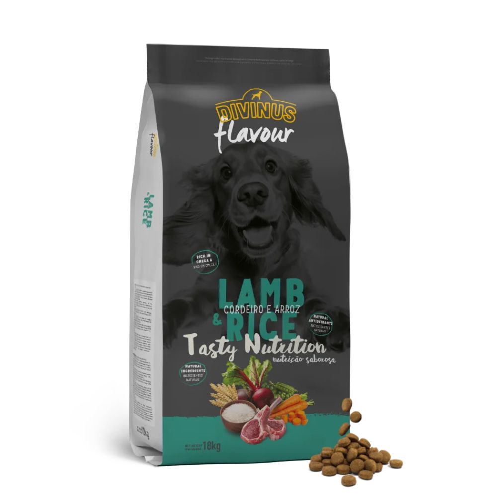 דיווינוס מזון פרימיום מלא לכלבים בוגרים בטעם כבש ואורז - 18 ק"ג - Divinus Dog Lamb & Rice