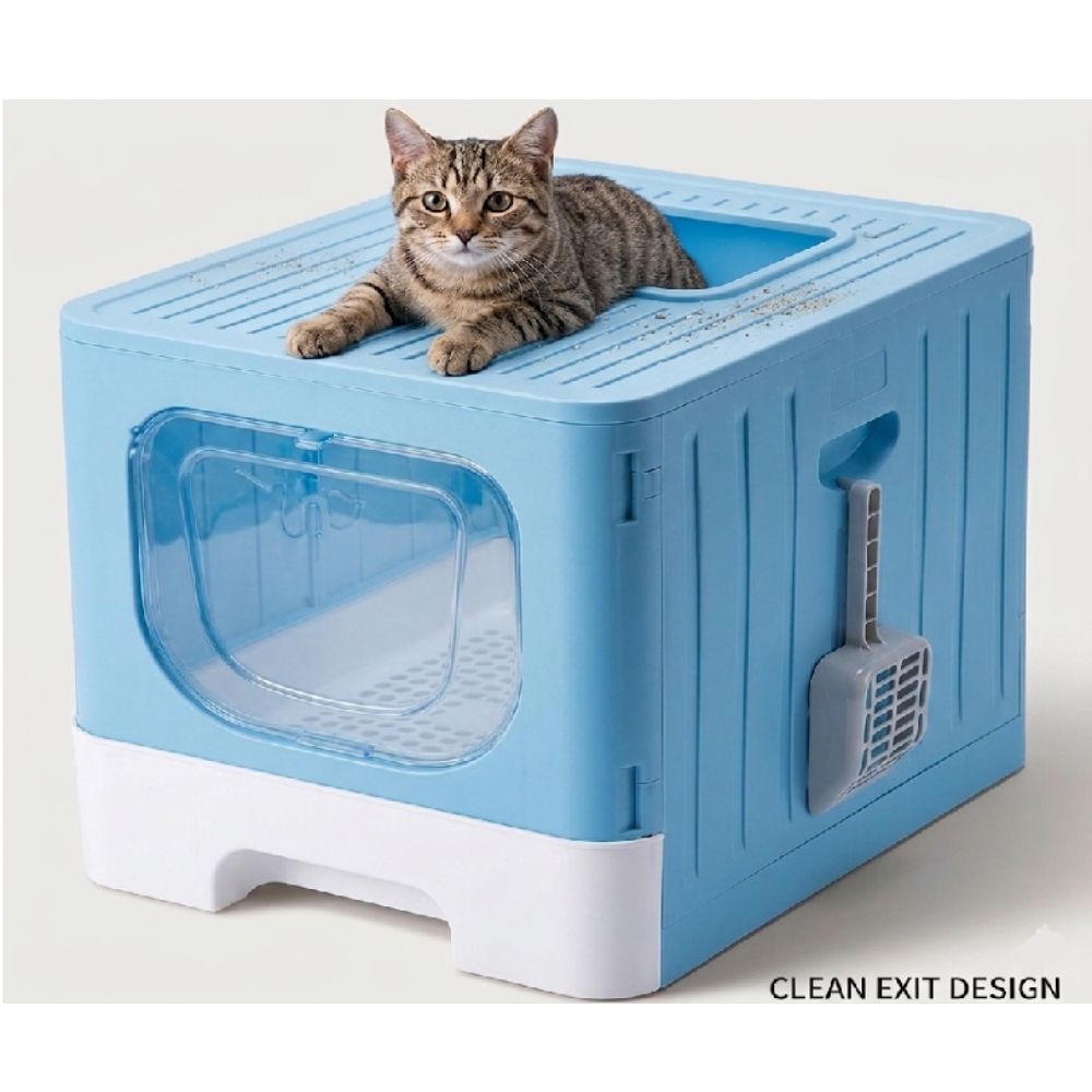 שירותים לחתולים עם כניסה קדמית, יציאה עליונה ומגירה נשלפת (זמין ב-3 צבעים)